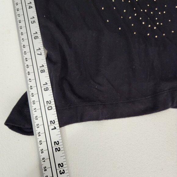 August Silk Womens Black quarter Sleeve Top W/ Gold Studded Design Large - Picture 5 of 12